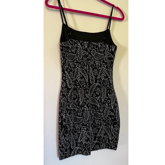 Black Mini Party Dress with Sparkly Paisley - Picture 5 of 5